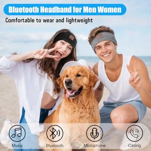 Bluetooth-повязка для сна с наушниками, 2-Pack, 2024 Новая повязка для головы с наушниками с ультратонкими динамиками, Беспроводные наушники для сна для спящих на боку, бега, бессонницы, путешествий, медитации (черно-серый) - 1