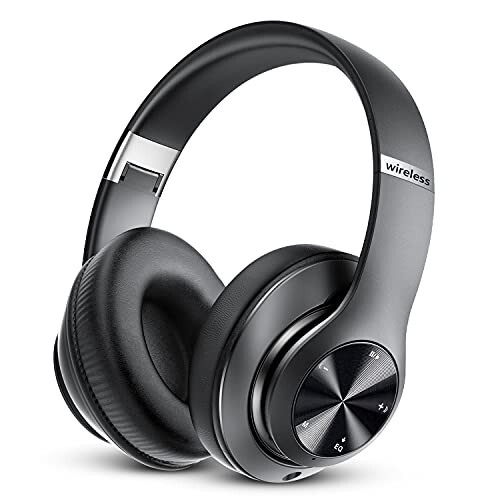 Bluetooth Quloqchinlar, 60 Soat O'yin Vaqti Katlanadigan Quloqchinlar Simsiz Bluetooth Hi-Fi Stereo Chuqur Bass 6 EQ Rejimlari bilan, Sozlanadigan Yengil Mikrofonli Quloqchin, FM, Kattalar uchun SD/TF - Tuitager