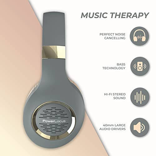 Bluetooth Quloqchinlar Over-Ear, PowerLocus Simsiz Quloqchinlar, Hi-Fi Stereo Chuqur Bass, Yumshoq Quloqchalar Katlanadigan Quloqchin O'rnatilgan Mikrofon bilan, Simsiz va Simli Quloqchinlar Mobil Telefonlar, Planshetlar, PC Uchun - 2