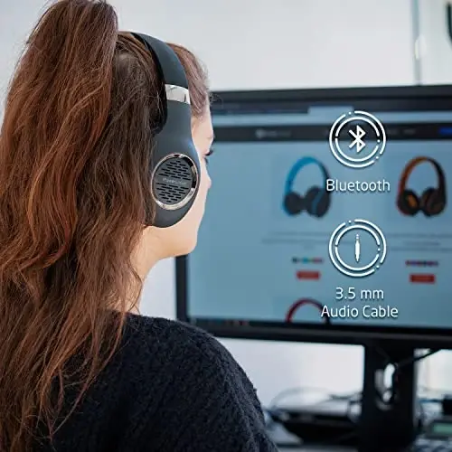 Bluetooth quloqchinlari, PowerLocus simsiz quloqchinlari, Hi-Fi Stereo chuqur bass, o‘rnatilgan mikrofonli yumshoq quloqchinlar, mobil telefonlar, planshetlar, kompyuterlar uchun simsiz va simli garnitura - 4