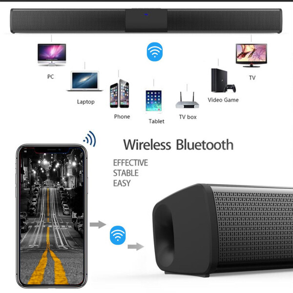 Bluetooth Soundbar TV Hoparlörü HIFI Süper Baslı Subwoofer 3D Ses Çubuğu Ev Sinema Sistemi Bilgisayar Akıllı Telefonlar İçin Uzaktan Kumandalı 4 x 5W Kompakt Ses Çubuğu - 4