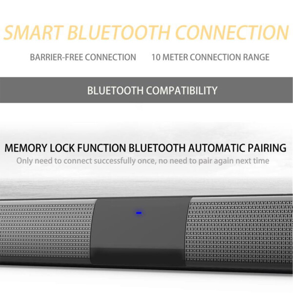 Bluetooth Soundbar TV Hoparlörü HIFI Süper Baslı Subwoofer 3D Ses Çubuğu Ev Sinema Sistemi Bilgisayar Akıllı Telefonlar İçin Uzaktan Kumandalı 4 x 5W Kompakt Ses Çubuğu - 2