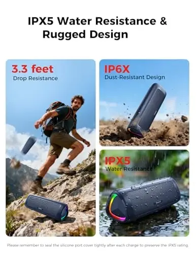 Bluetooth Speaker, 20W HD Sound, Portable Wireless, IPX5 Waterproof, Up to 24H Playtime, TWS Pairing, for Home/Party/Outdoor/Camping/Beach Essentials, Electronic Gadgets, Birthday Gift (Navy) - 4