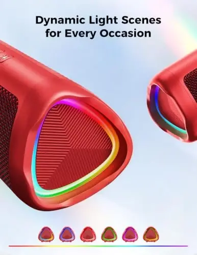 Bluetooth Speaker, 20W HD Sound, Portable Wireless, IPX5 Waterproof, Up to 24H Playtime, TWS Pairing, for Home/Party/Outdoor/Camping/Beach Essentials, Electronic Gadgets, Birthday Gift (Red) - 3