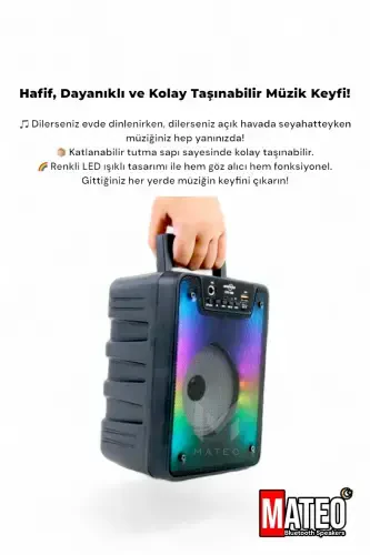 Bluetooth Speaker Karaoke Party speaker with Microphone, led Rgb Light, Sound Bomb with Usb Sd input -BLACK SQUARE - 3