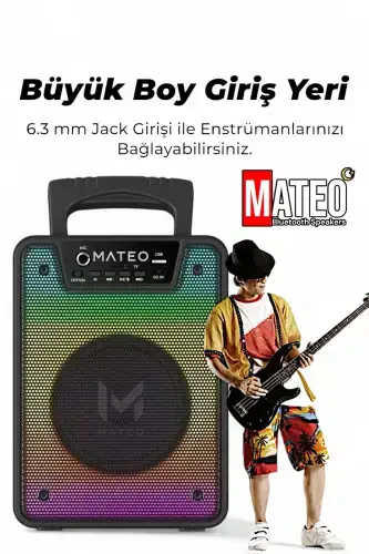 Bluetooth Speaker Karaoke Party speaker with Microphone, led Rgb Light, Sound Bomb with Usb Sd input -BLACK SQUARE - 7