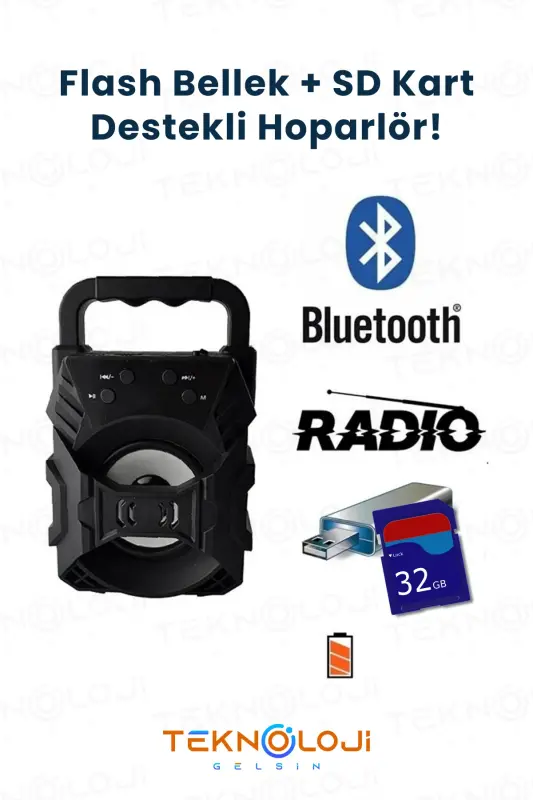 Bluetooth Speaker Led Portable Bass Speaker-Black - 6