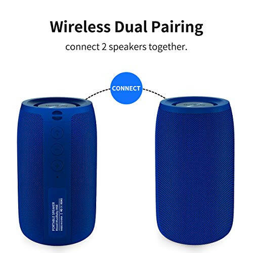 Bluetooth Speaker, MusiBaby Wireless, Waterproof, Outdoor, Portable Speaker, Dual Pairing, Loud Stereo, Booming Bass, 1500 Mins Playtime Wireless Speaker for Home, iPhone, Party, Gifts (Blue) - 5