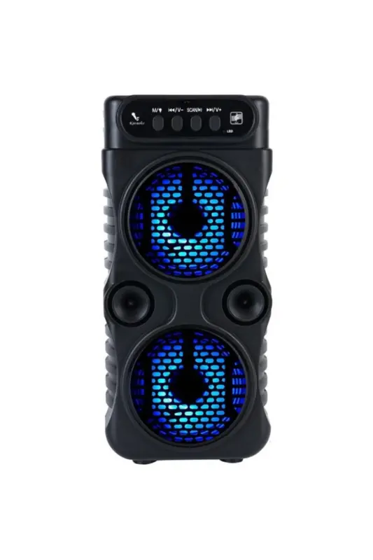 Bluetooth Speaker Party Speaker with Karaoke Microphone Gift, Lighted Sound Bomb, Radio, USB, SD Input - BLUE - 2