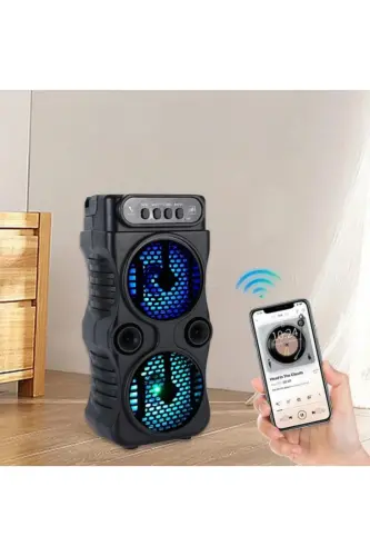 Bluetooth Speaker Party Speaker with Karaoke Microphone Gift, Lighted Sound Bomb, Radio, USB, SD Input - BLUE - 3
