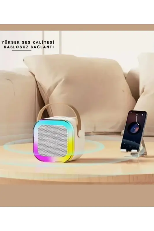 Bluetooth Speaker Party Speaker with Karaoke Microphone Gift Lighted Sound Bomb with USB SD Input-Pink - 4