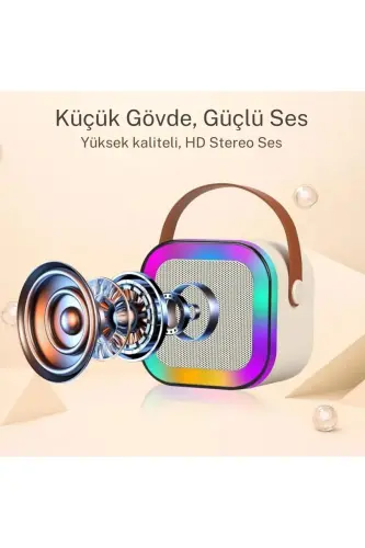 Bluetooth Speaker Party Speaker with Karaoke Microphone Gift Lighted Sound Bomb with USB SD Input-Pink - 7