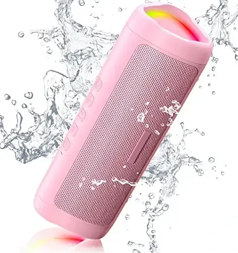Bluetooth Speaker Stocking Stuffers for Men Women Teens Boys Girls: Portable Wireless, IPX5 Waterproof, White Elephant Gifts for Adults, Up to 20H Playtime, TWS Pair, for Home/Party/Outdoor (Pink) - 1