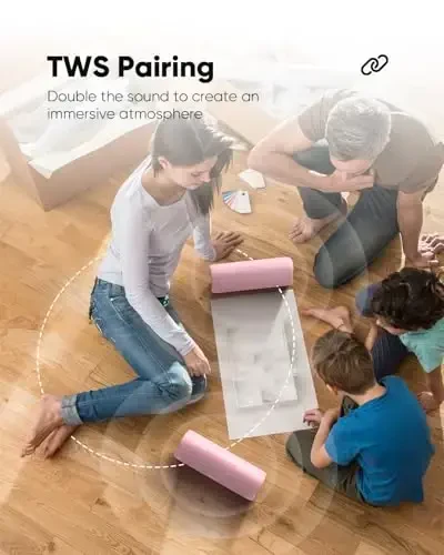 Bluetooth Speaker Stocking Stuffers for Men Women Teens Boys Girls: Portable Wireless, IPX5 Waterproof, White Elephant Gifts for Adults, Up to 20H Playtime, TWS Pair, for Home/Party/Outdoor (Pink) - 5