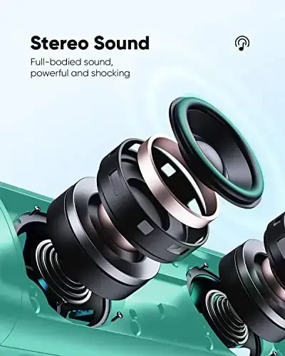 Bluetooth Speaker Stocking Stuffers for Men Women Teens Boys Girls: Portable Wireless, IPX5 Waterproof, White Elephant Gifts for Adults, Up to 20H Playtime, TWS Pair, for Home/Party/Outdoor (Teal) - BOLABUTTY (1)