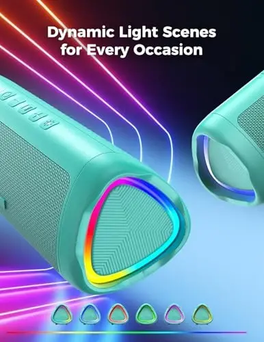 Bluetooth Speaker Stocking Stuffers for Men Women Teens Boys Girls: Portable Wireless, IPX5 Waterproof, White Elephant Gifts for Adults, Up to 20H Playtime, TWS Pair, for Home/Party/Outdoor (Teal) - 3