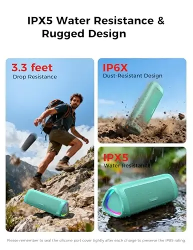 Bluetooth Speaker Stocking Stuffers for Men Women Teens Boys Girls: Portable Wireless, IPX5 Waterproof, White Elephant Gifts for Adults, Up to 20H Playtime, TWS Pair, for Home/Party/Outdoor (Teal) - 4