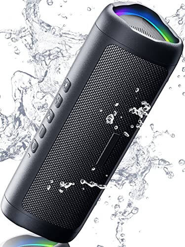 Bluetooth Speaker with HD Sound, Portable Wireless, IPX5 Waterproof, Up to 24H Playtime, TWS Pairing, BT5.3, for Home/Party/Outdoor/Beach, Electronic Gadgets, Birthday Gift (Black) - 1