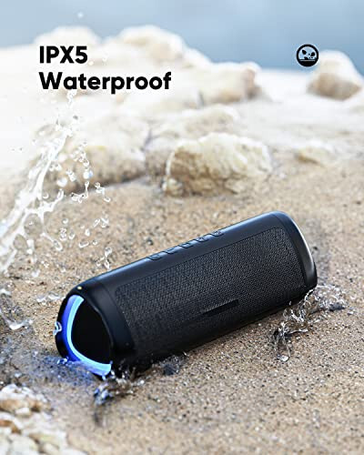 Bluetooth Speaker with HD Sound, Portable Wireless, IPX5 Waterproof, Up to 24H Playtime, TWS Pairing, BT5.3, for Home/Party/Outdoor/Beach, Electronic Gadgets, Birthday Gift (Black) - 10