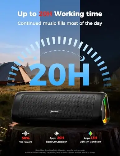 Bluetooth Speaker with HD Sound, Portable Wireless, IPX5 Waterproof, Up to 24H Playtime, TWS Pairing, BT5.3, for Home/Party/Outdoor/Beach, Electronic Gadgets, Birthday Gift (Black) - 5