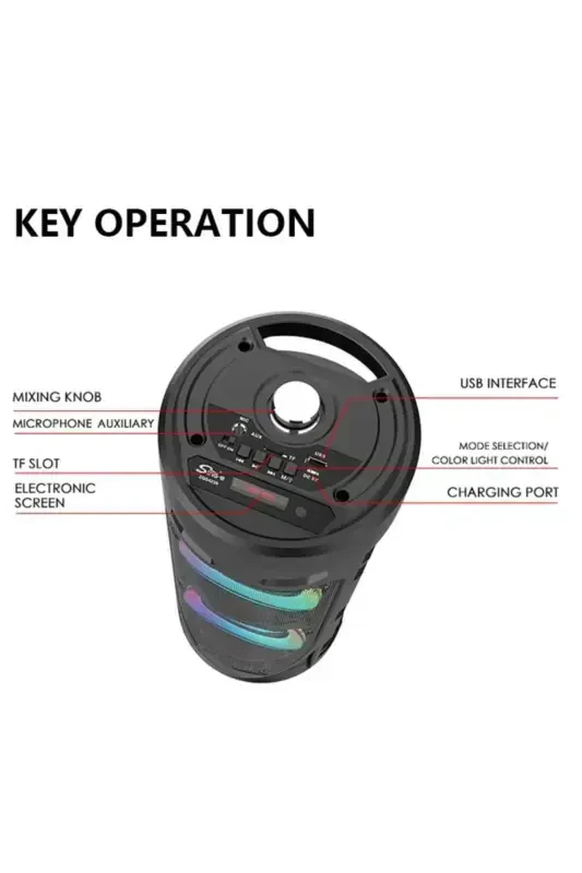 Bluetooth Speaker with Karaoke Microphone, LED Lights, and Portable Wireless Design - 3
