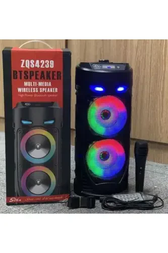 Bluetooth Speaker with Karaoke Microphone, LED Lights, and Portable Wireless Design - 4