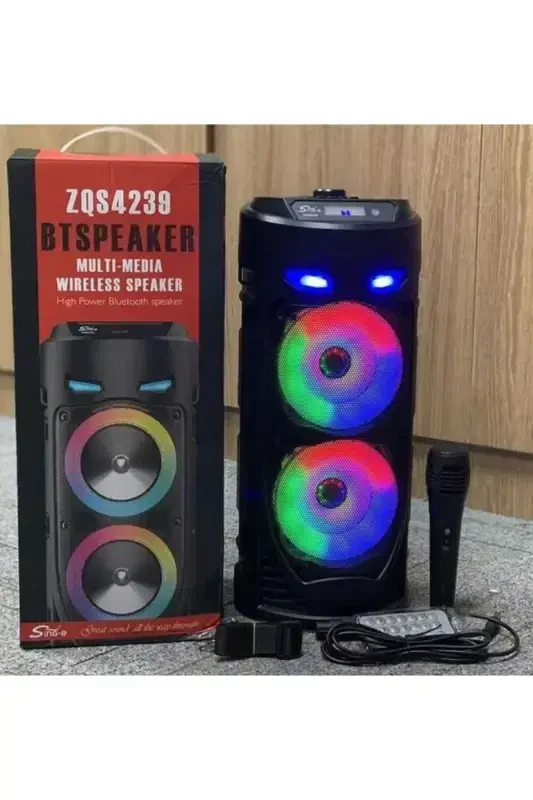 Bluetooth Speaker with Karaoke Microphone, LED Lights, and Portable Wireless Design - 4