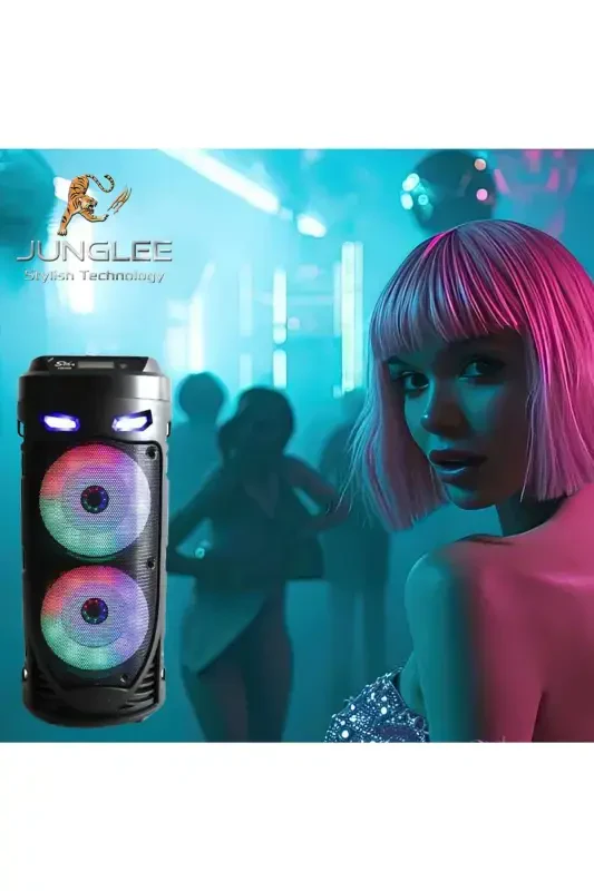 Bluetooth Speaker with Karaoke Microphone, LED Lights, and Portable Wireless Design - 5
