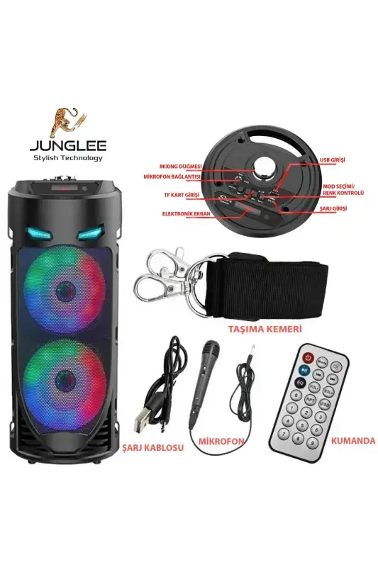 Bluetooth Speaker with Karaoke Microphone, LED Lights, and Portable Wireless Design - 6