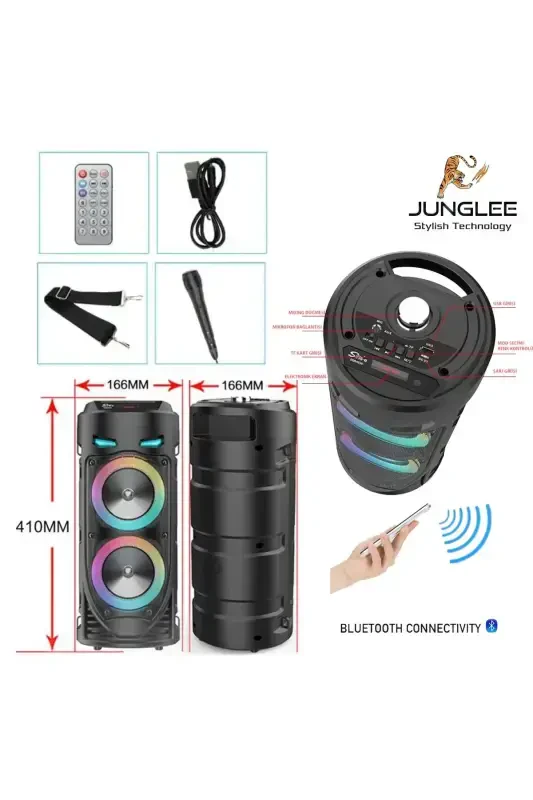 Bluetooth Speaker with Karaoke Microphone, LED Lights, and Portable Wireless Design - 7