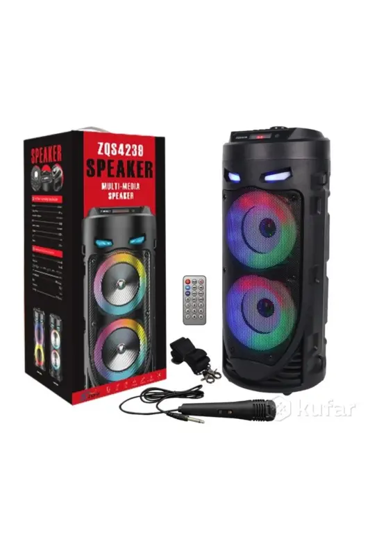 Bluetooth Speaker with Karaoke Microphone, LED Lights, and Portable Wireless Design - 2