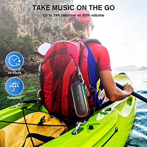 Bluetooth Speakers, IPX7 Waterproof Speaker with 20W Powerful Sound, Portable Wireless Speakers with Extral Bass, for Beach Pool Camping Outdoors, Christmas/Birthday Gift for Men, Women, Friends - 3