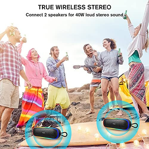 Bluetooth Speakers, IPX7 Waterproof Speaker with 20W Powerful Sound, Portable Wireless Speakers with Extral Bass, for Beach Pool Camping Outdoors, Christmas/Birthday Gift for Men, Women, Friends - 4