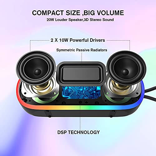 Bluetooth Speakers, IPX7 Waterproof Speaker with 20W Powerful Sound, Portable Wireless Speakers with Extral Bass, for Beach Pool Camping Outdoors, Christmas/Birthday Gift for Men, Women, Friends - 5