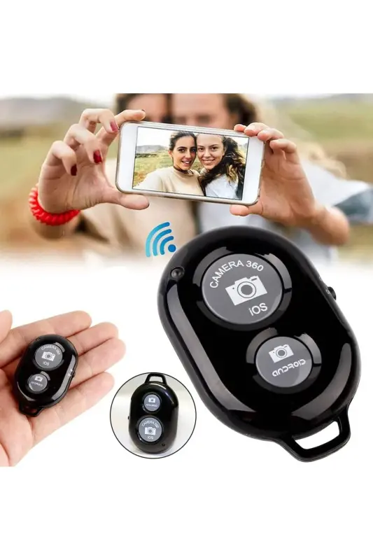 Bluetooth Uzaktan Fotoğraf Ve Video Çekme Kumanda Pilli Tüm Telefonlara Uyumlu - BT KUMANDA SİYAH - 6