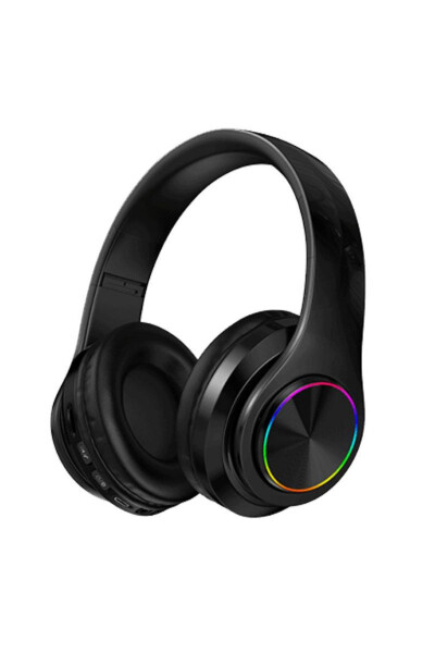 Bluetooth Wireless Over-Ear Headphones with Lights, Foldable, Microphone, Fm-aux-sd Black - 10