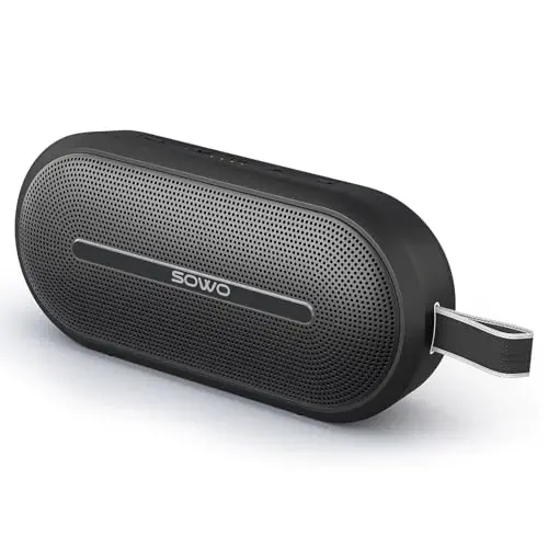 SOWO Portable Wireless Speaker with Bluetooth, Enhanced Immersive Bass, Partyboom Technology, 40W Loud Clear Stereo Sound, IP67 Waterproof, 16H Playtime for Outdoor, Camping and Travel - Deep Black - SOWO
