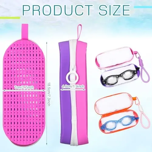 Blueweenly 2 Pcs Swim Goggle Case for Swimming with Hole Zipper Clip Silicone Cases for Goggle Gift - 2