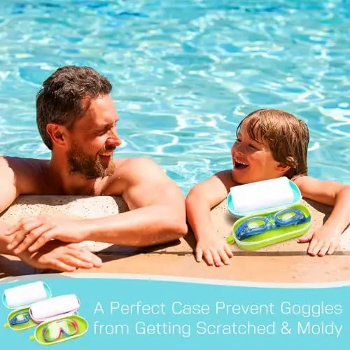 Blueweenly 2 Pcs Swim Goggle Case for Swimming with Hole Zipper Clip Silicone Cases for Goggle Gift - 5