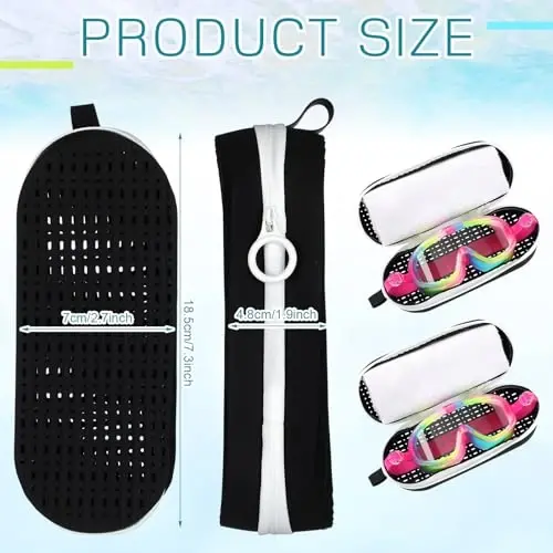 Blueweenly 2 Pcs Swim Goggle Case for Swimming with Hole Zipper Clip Silicone Cases for Goggle Gift - 2