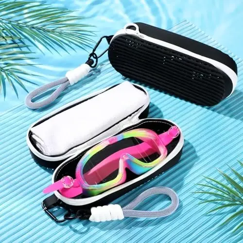 Blueweenly 2 Pcs Swim Goggle Case for Swimming with Hole Zipper Clip Silicone Cases for Goggle Gift - 4