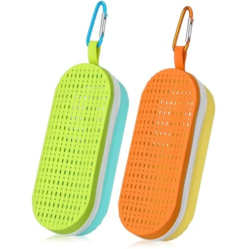 Blueweenly 2 Pcs Swim Goggle Case for Swimming Goggles Silicone Protective Cases with Drain Hole Zipper Sunglasses Case with Clip for Goggles Sports Women Men Kids Swimmer Gifts - Blueweenly