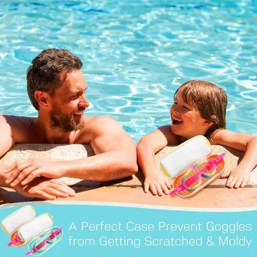 Blueweenly 2 Pcs Swim Goggle Case for Swimming Goggles Silicone Protective Cases with Drain Hole Zipper Sunglasses Case with Clip for Goggles Sports Women Men Kids Swimmer Gifts - 6