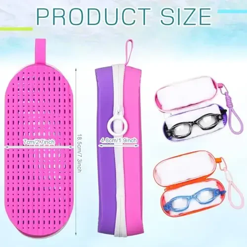 Blueweenly 2 Pcs Swim Goggle Case for Swimming with Hole Zipper Clip Silicone Cases for Goggle Gift - 2