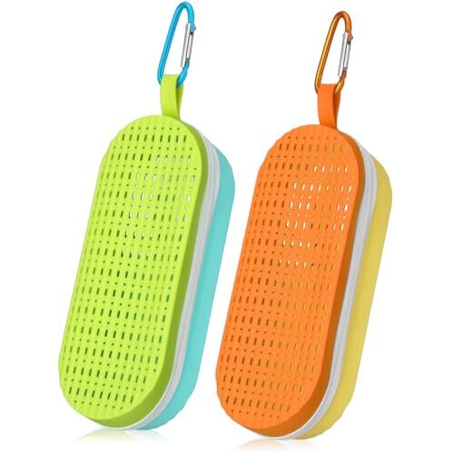 Blueweenly 2 Pcs Swim Goggle Case for Swimming with Hole Zipper Clip Silicone Cases for Goggle Gift - 1