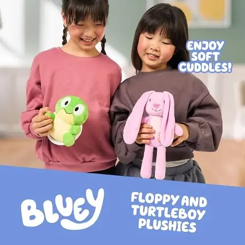Bluey Friends 2-Pack Plush Stuffed Animals for Kids, Floppy and Turtleboy TV Show Plushies, Cuddly Playtime Toddler Plush Toys, Bluey Gifts Ages 3+ - 2