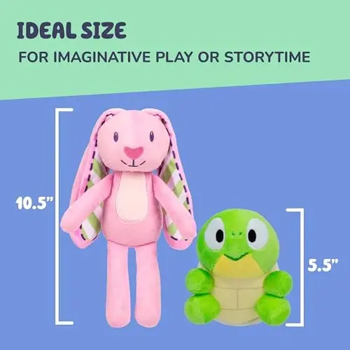 Bluey Friends 2-Pack Plush Stuffed Animals for Kids, Floppy and Turtleboy TV Show Plushies, Cuddly Playtime Toddler Plush Toys, Bluey Gifts Ages 3+ - 5