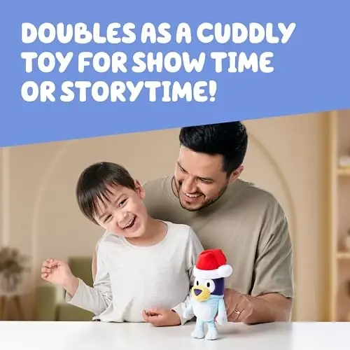 Bluey Toddler Plush Toys Pack of 2, 7-8”, Soft, Festive Holiday Season Plush Figure Toys with Santa Hats, Cuddly Plush Animals for Kids Ages 3+ - 5