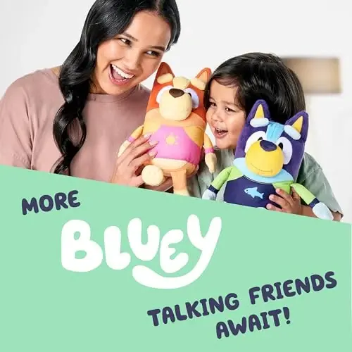 Bluey Chattermax Sound Effects Talking Plush, 10” Soft Toddler Toys, Interactive Singing Stuffed Animal with 6 Phrases, Baby Plush Toys for Kids - 6