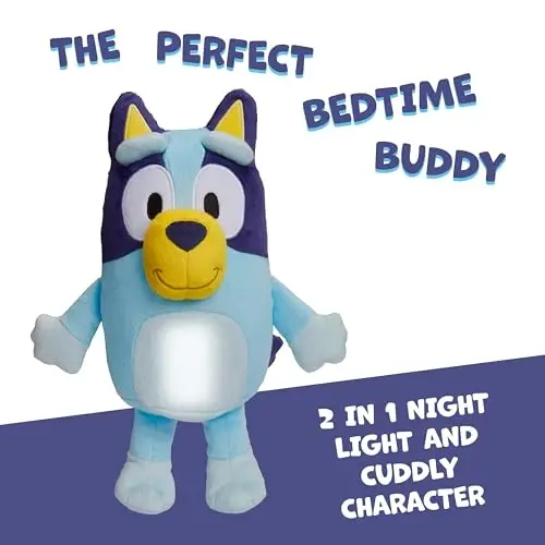 Bluey Goglow Pal Light Up Nightlight, 2-in-1 Interactive Snuggly Toddler Light, Soothing Night Light for Kids of Ages 2+ - 3